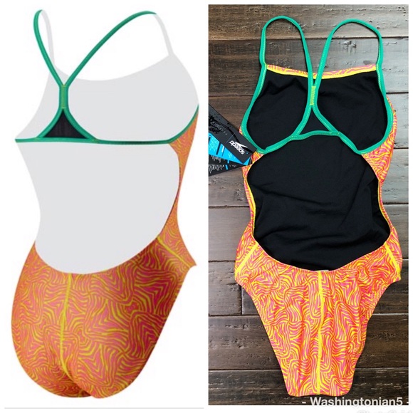 Speedo Flipturns Geo Zebra Mesh Back Swimsuit New - Picture 2 of 8